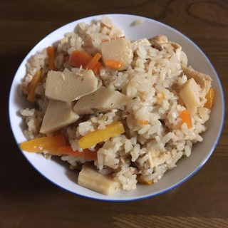 ツナ缶でたけのこご飯